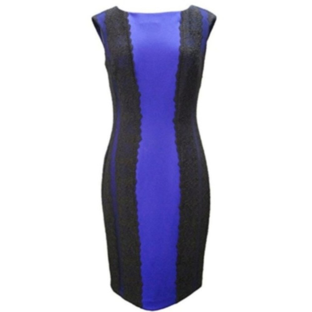 Alex Evenings Blue and Black Cocktail Dress size 6